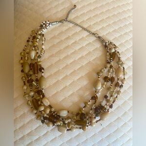 Brow & tan glass bead necklace